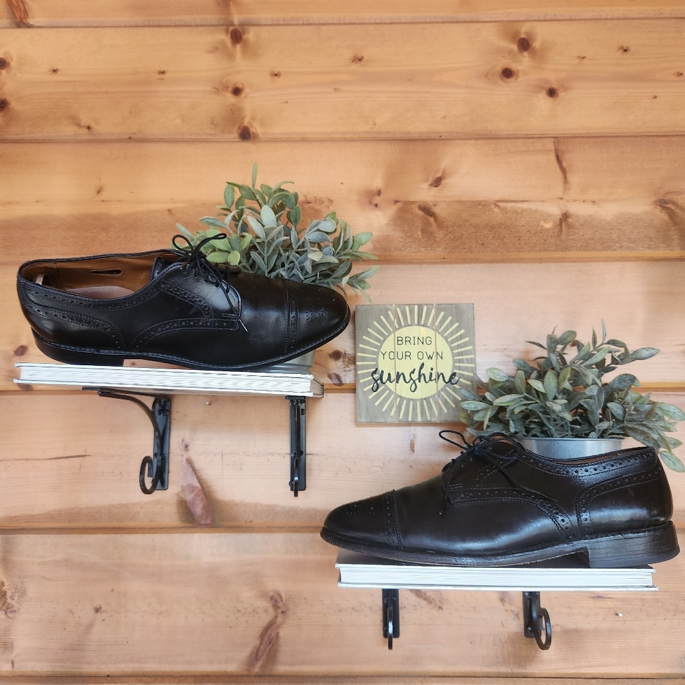 Allen Edmonds 💙‎ Sanford Black Leather Cap Oxford Dress Shoe Flex Wingtip 12 D
